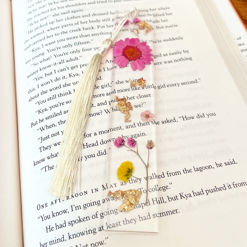 Handmade floral resin bookmark